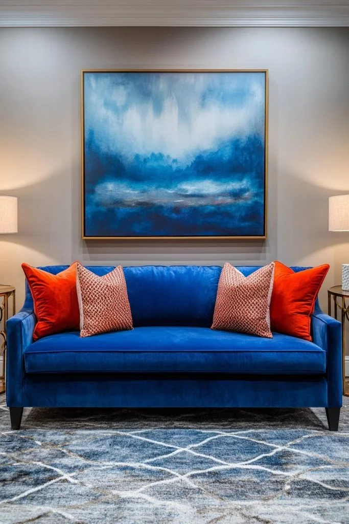 Contemporary Sophistication Featuring a Royal Blue Couch