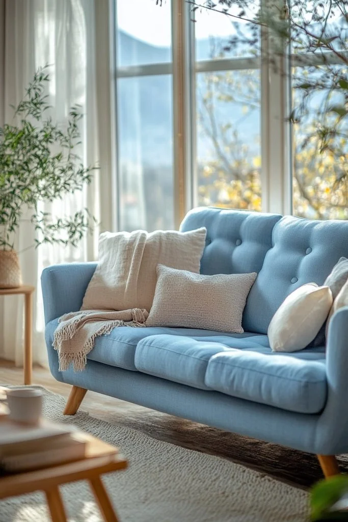 Airy Ambiance with a Pale Blue Sofa