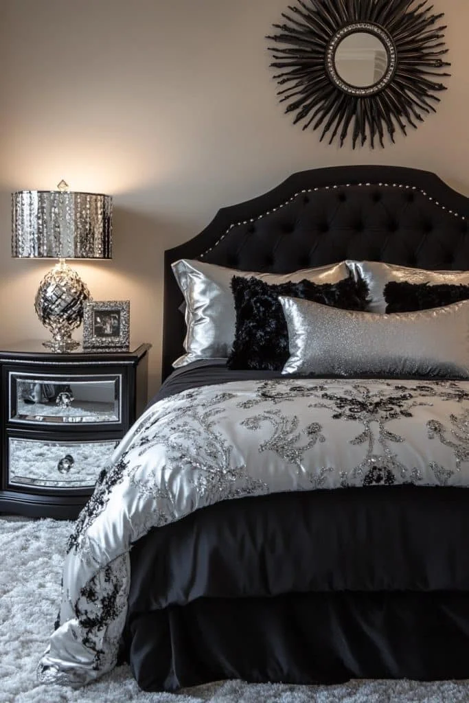 Glamorous Black and Silver Bedroom