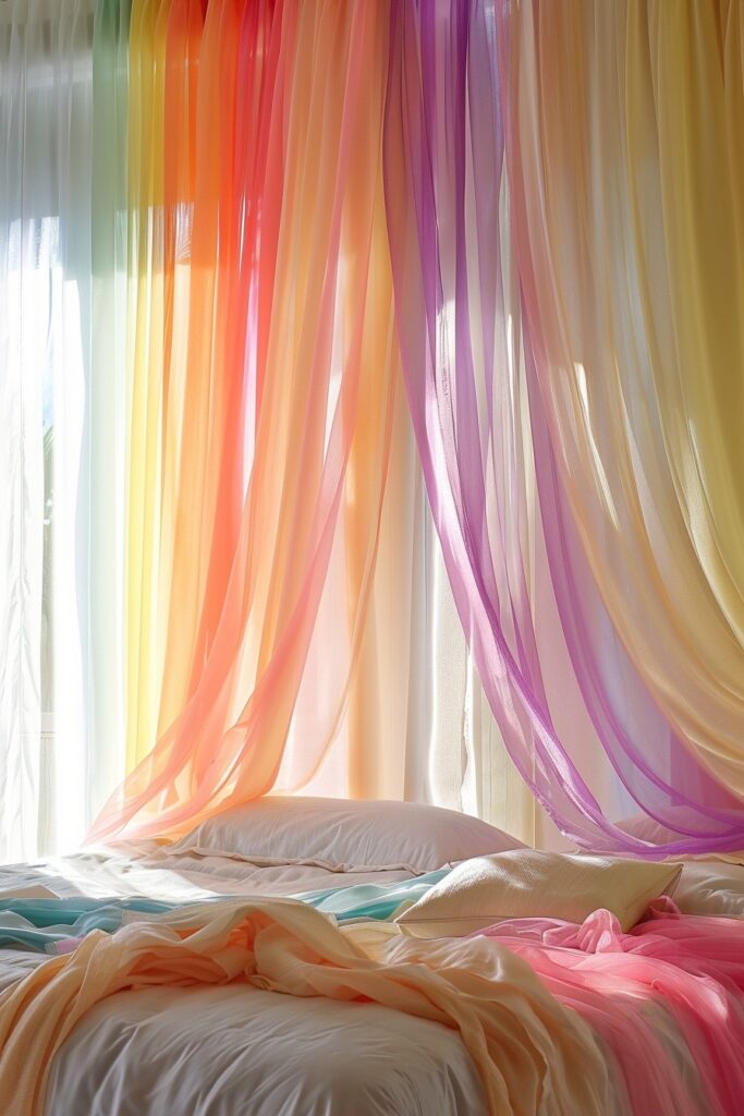 Rainbow Chiffon Drapery