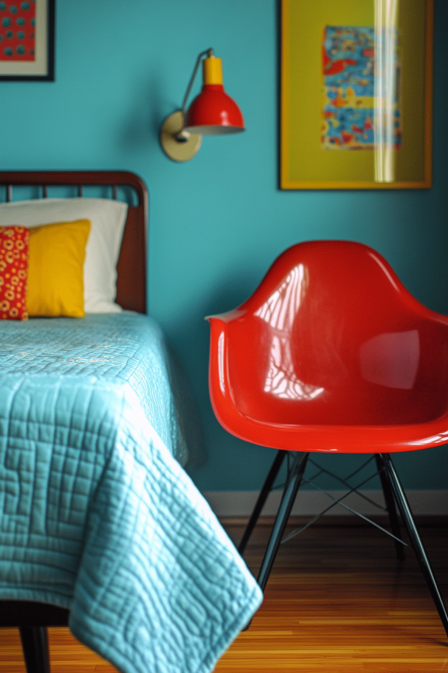 colorful minimalist bedroom