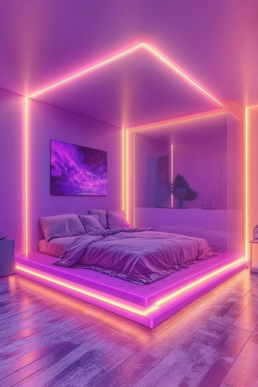 colorful minimalist bedroom