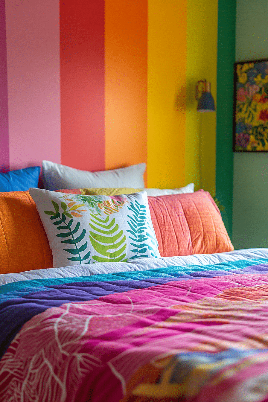 colorful minimalist bedroom