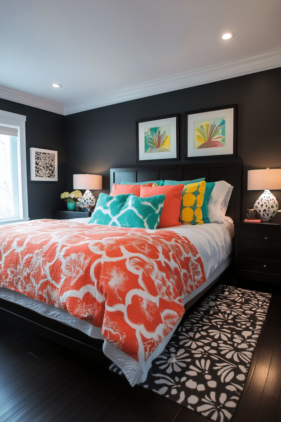 colorful minimalist bedroom