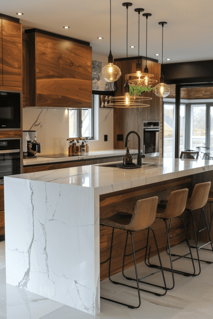 Streamlined Waterfall Island Kitchens