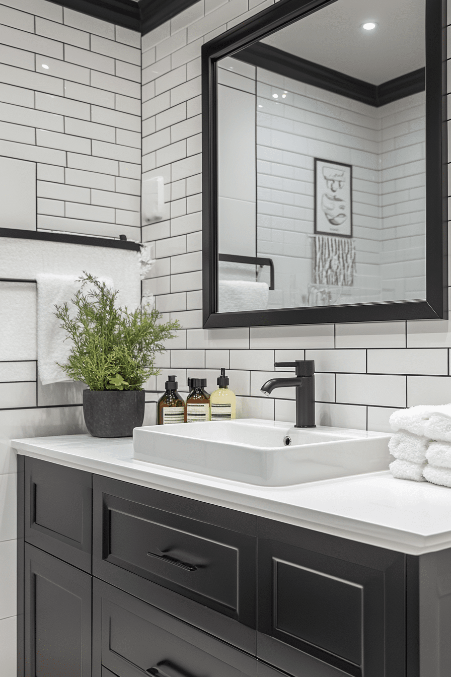 black and white bathroom