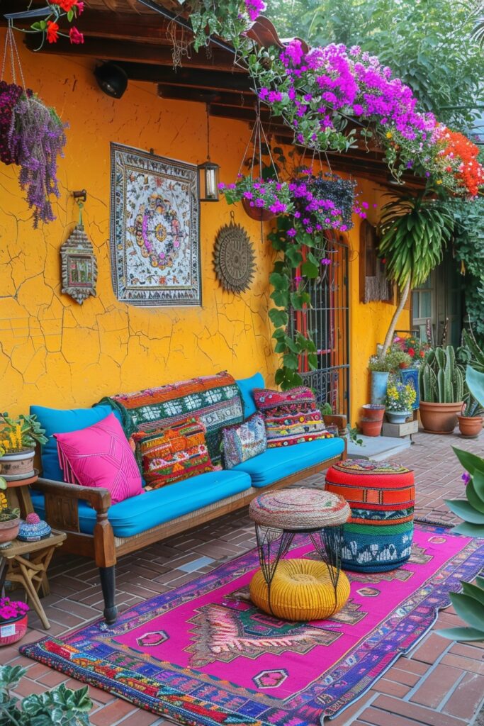 Bold Color Accents in Scandi Boho Patios