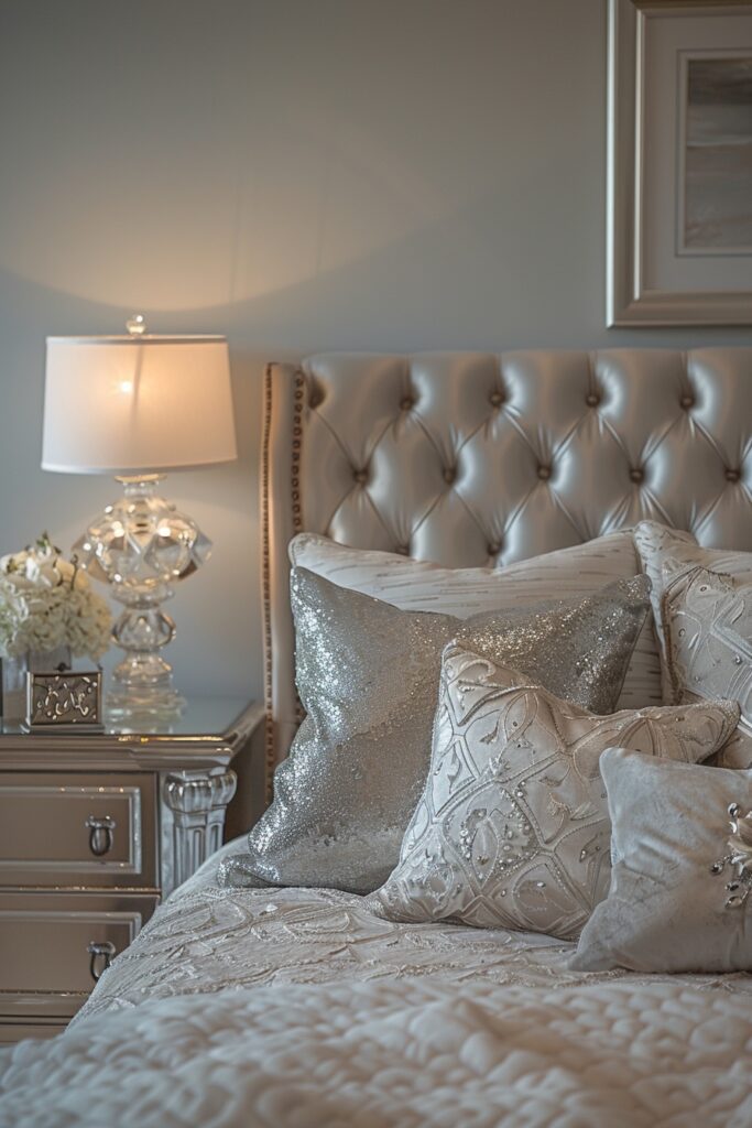 Lavish Metallic Finishes in Bedroom Decor