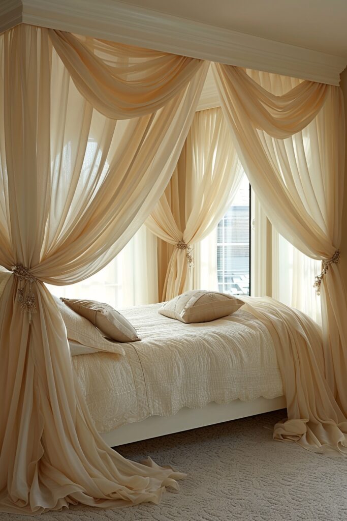 Opulent Silk Drapery in Glam Bedrooms