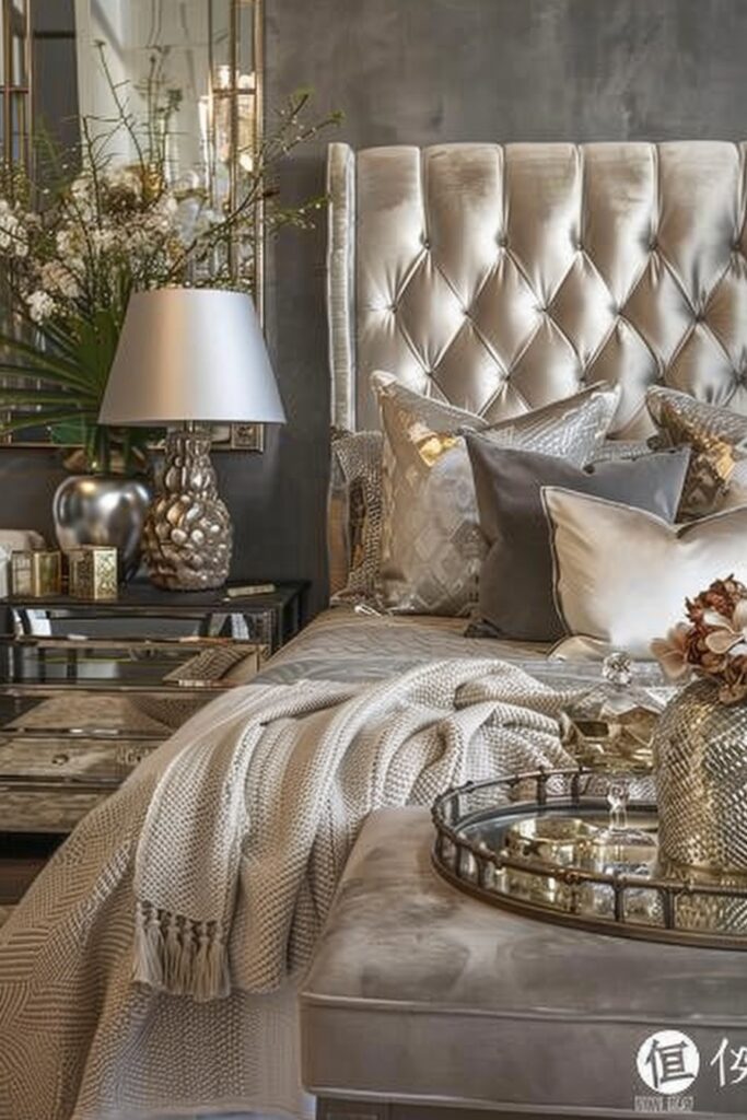 Shiny Accessories for Glam Bedroom Decor