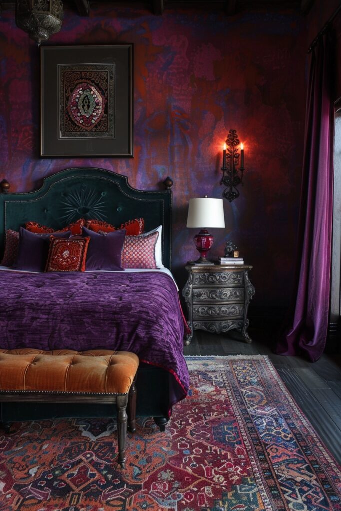 Jewel Tone Accents in Glam Bedrooms