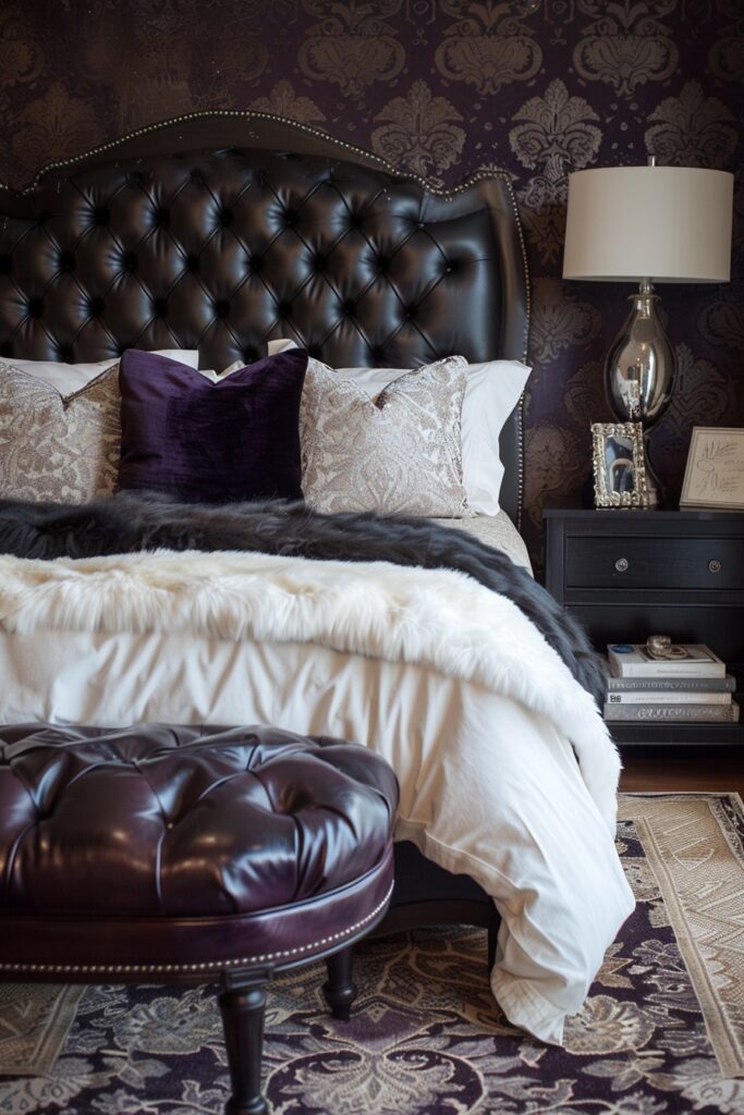 Sophisticated Leather Accents in Glam Bedrooms