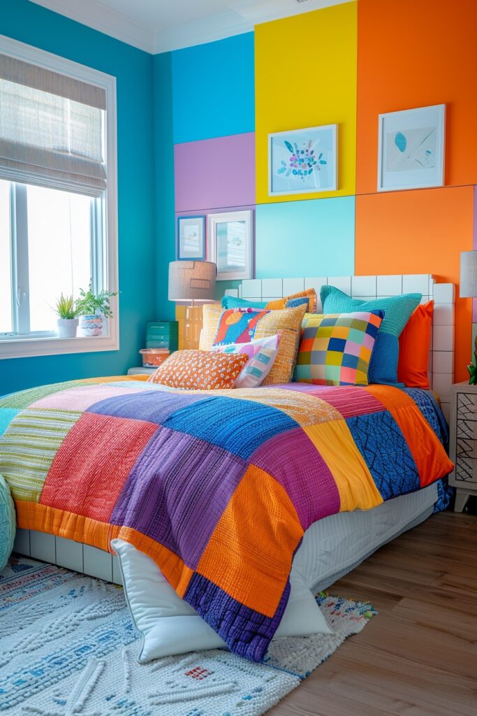 Patchwork Rainbow Wall