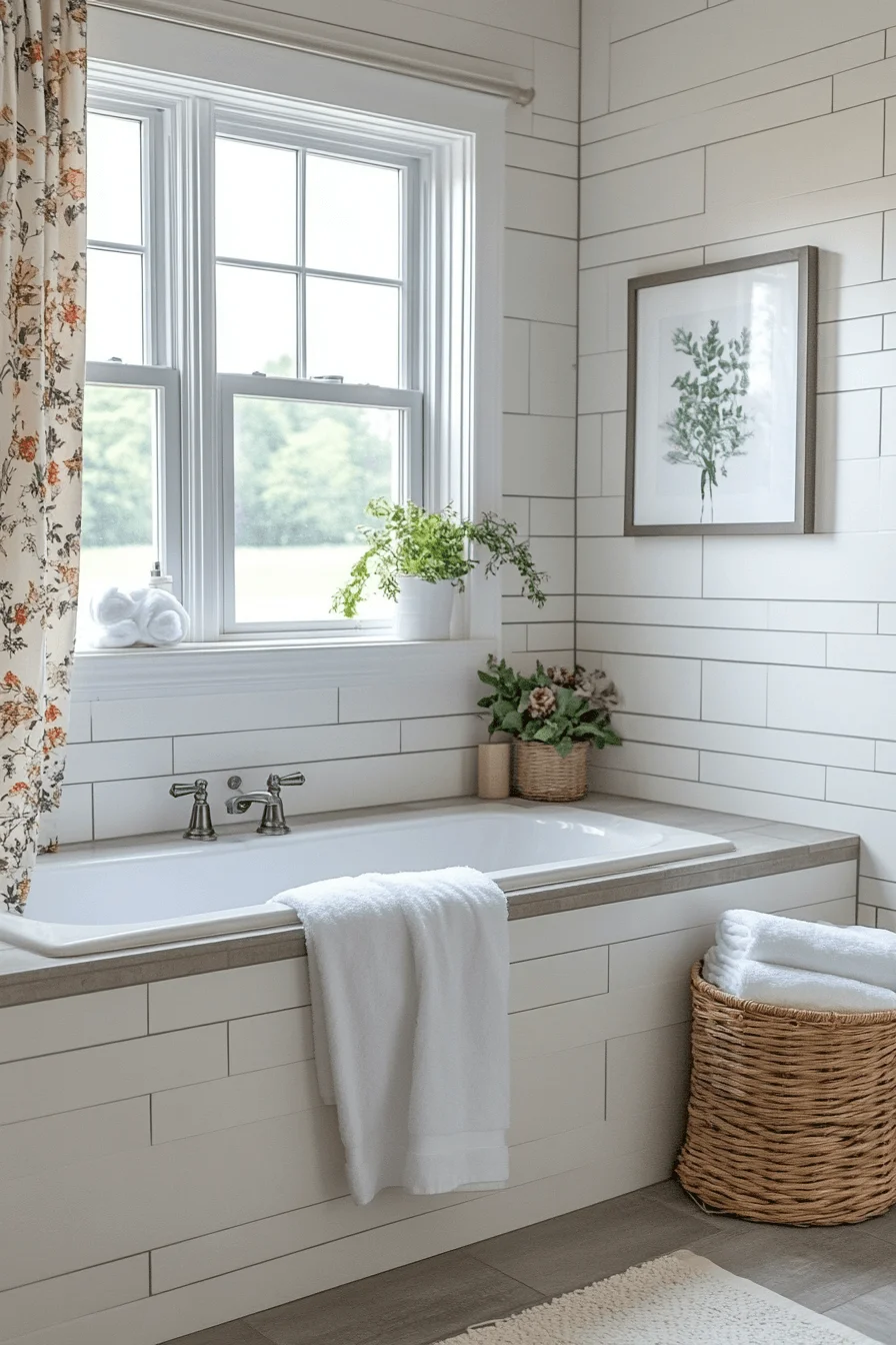 Small Bathroom With Tub And Shower Combo Farmhouse