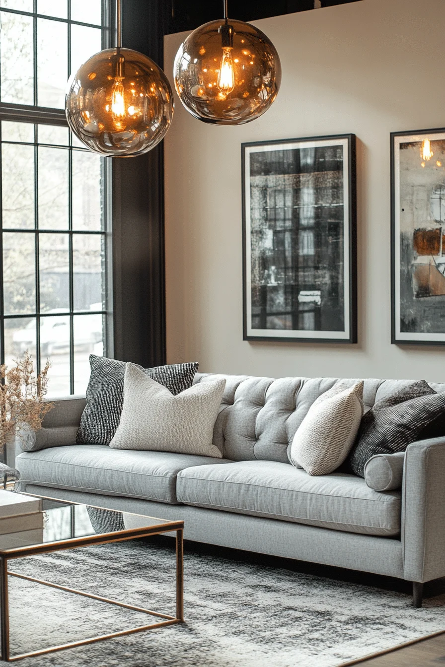 grey sofa decor