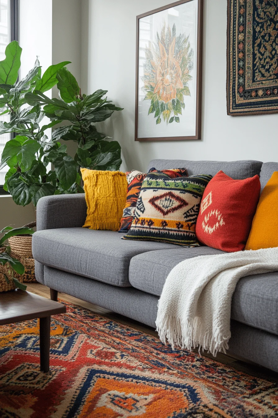 grey sofa decor
