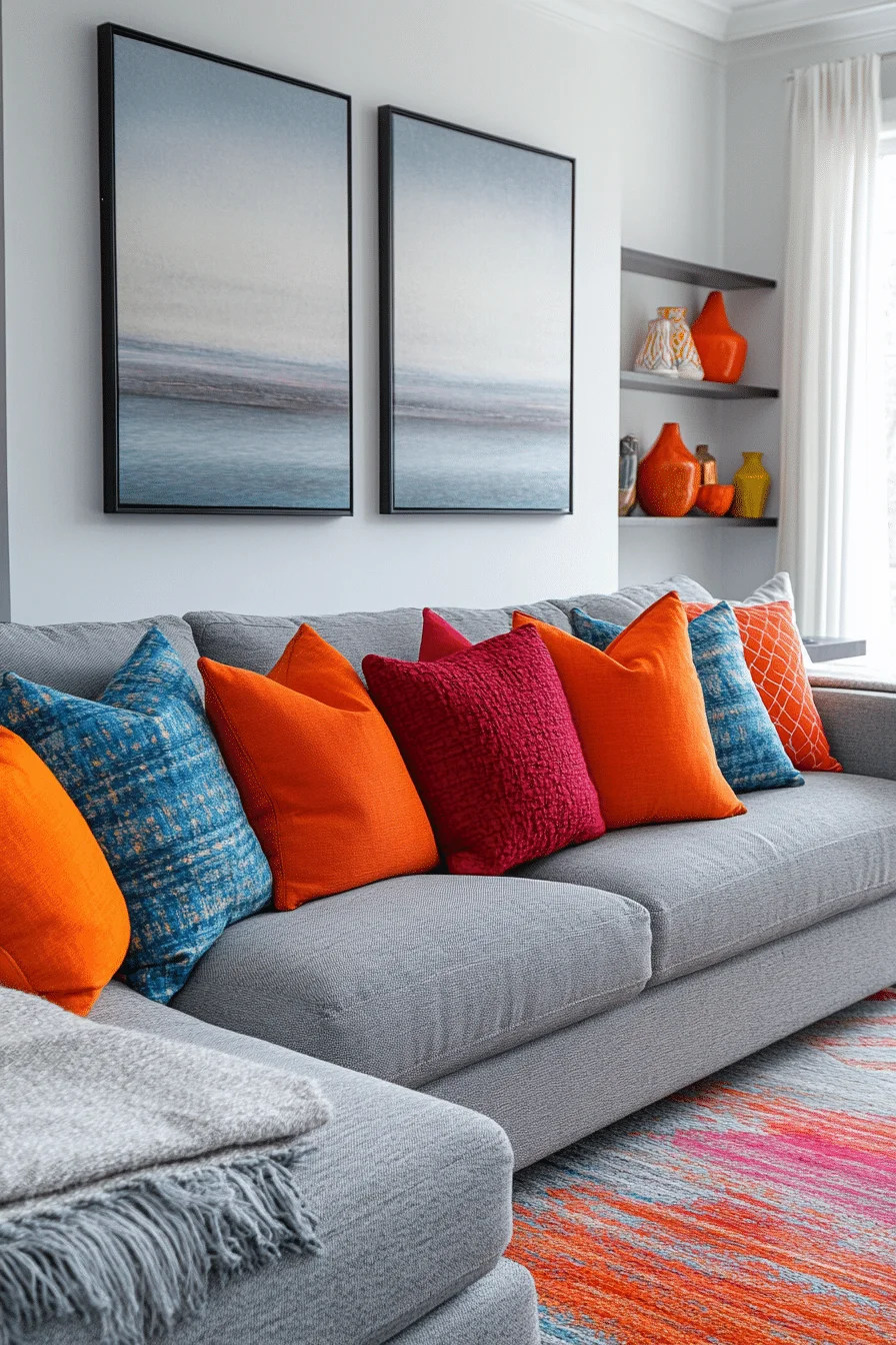 grey sofa decor