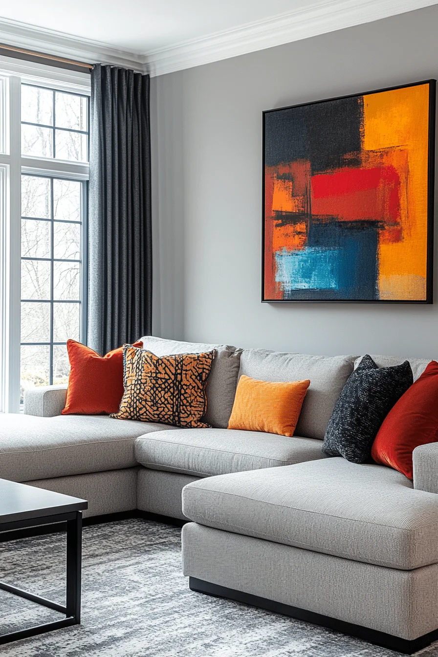 grey sofa decor