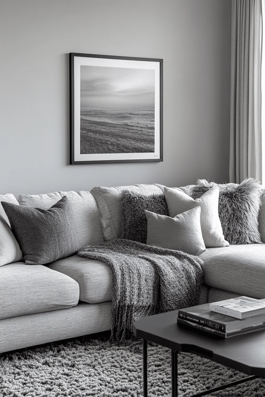 grey sofa decor