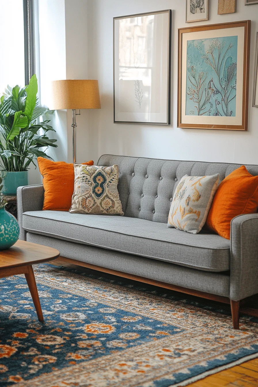 grey sofa decor