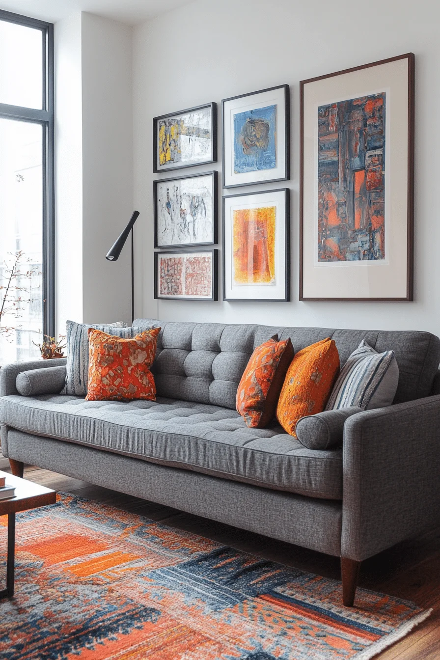 grey sofa decor