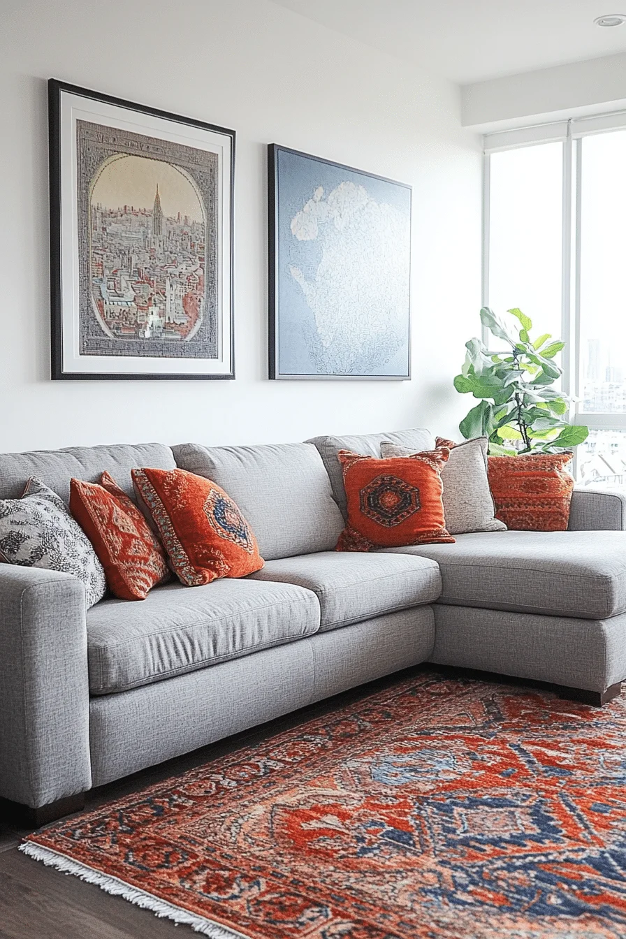grey sofa decor