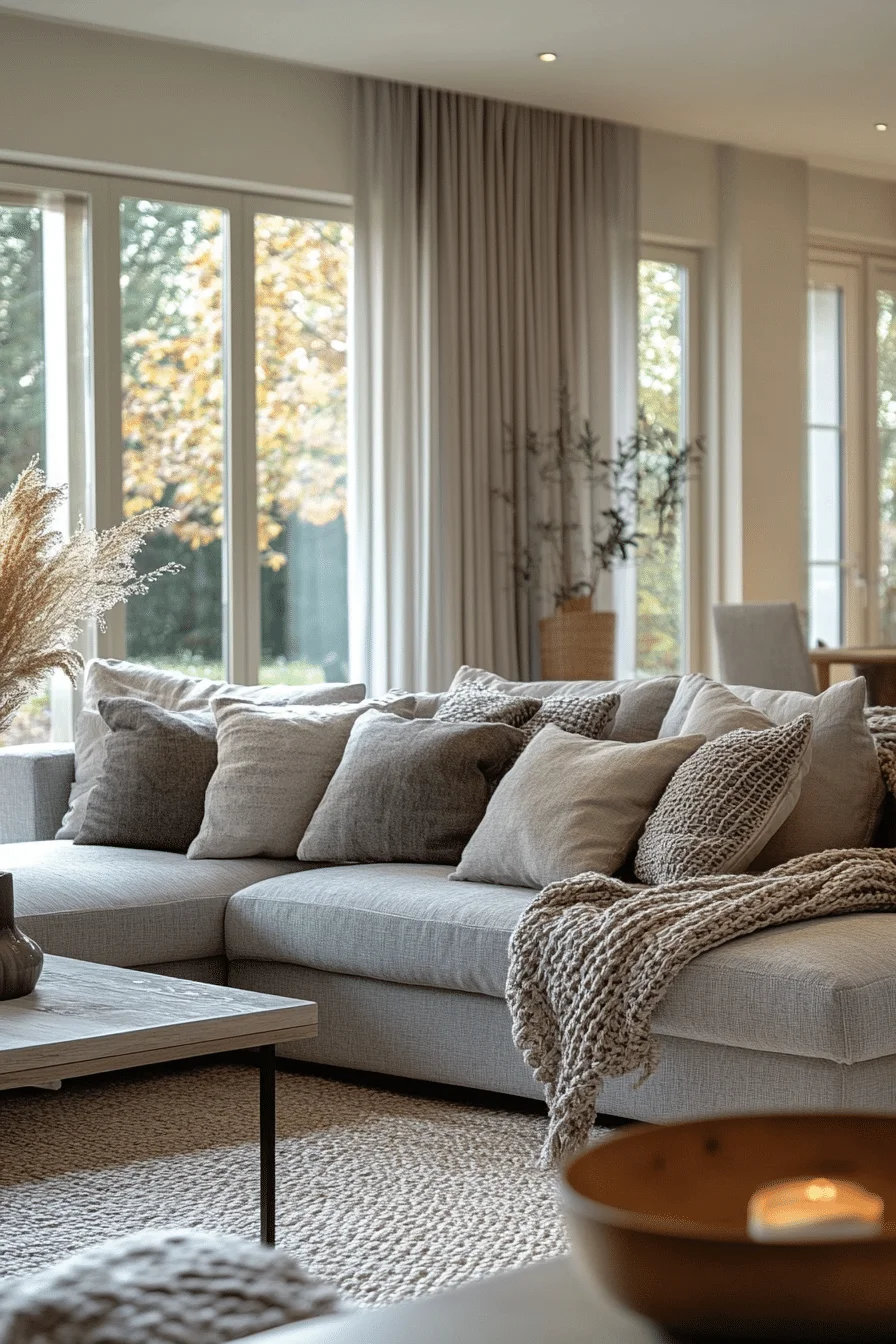 grey sofa decor