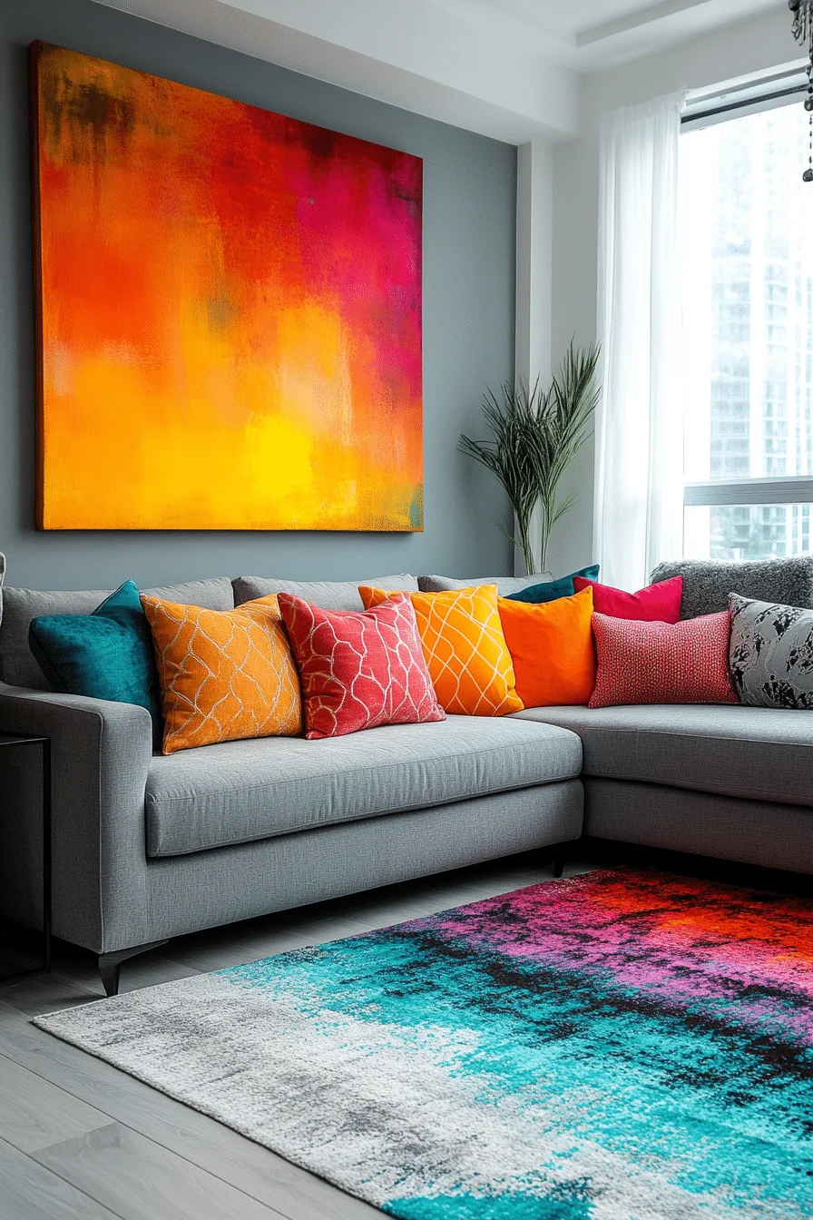 grey sofa decor