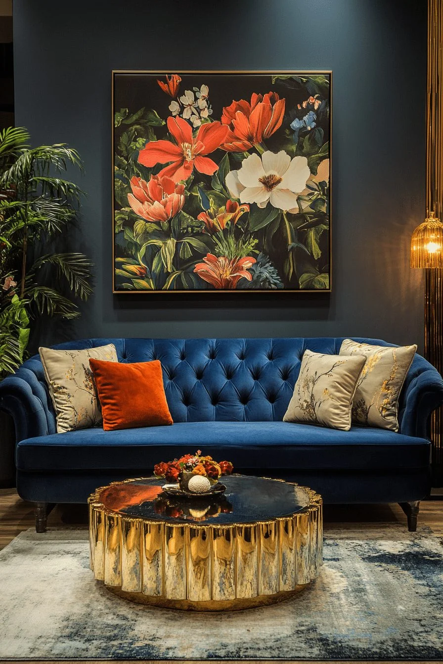 Luxurious Velvet Accented Lounge