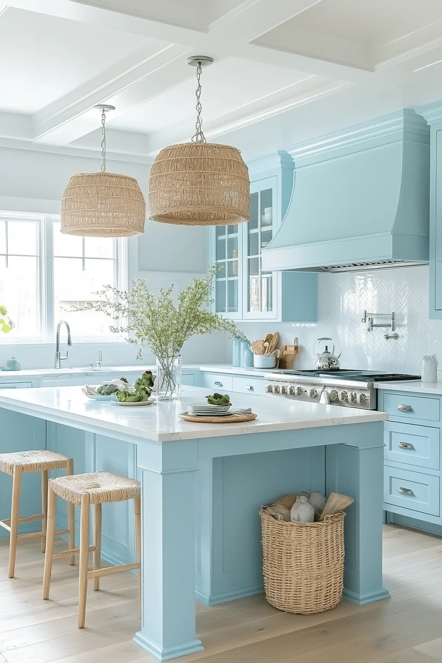 blue kitchen cabinets