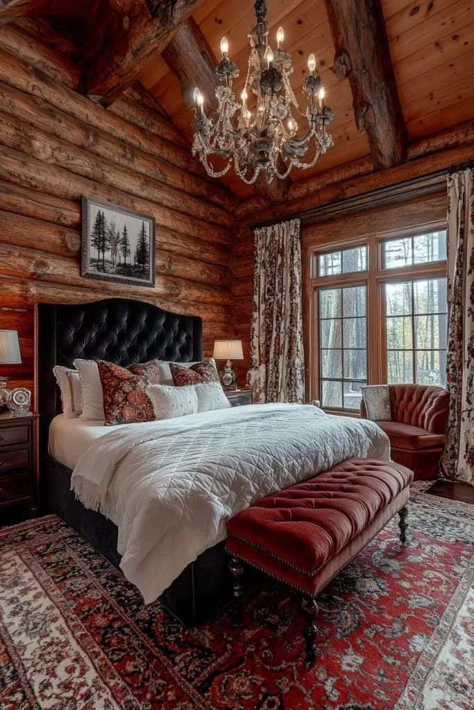 Luxurious Log Home Master Suite