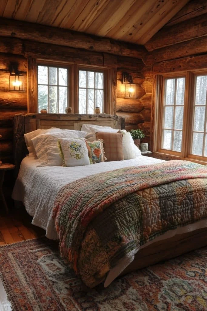 Cozy Log Cabin Bedroom