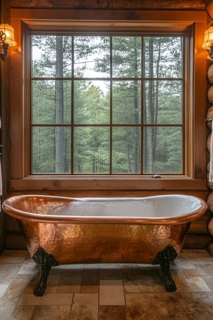 Warm Log Cabin Bathroom