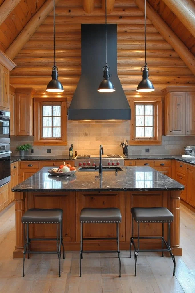 Chic Log Home Kitchen