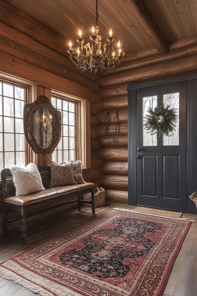 Inviting Log Home Entryway