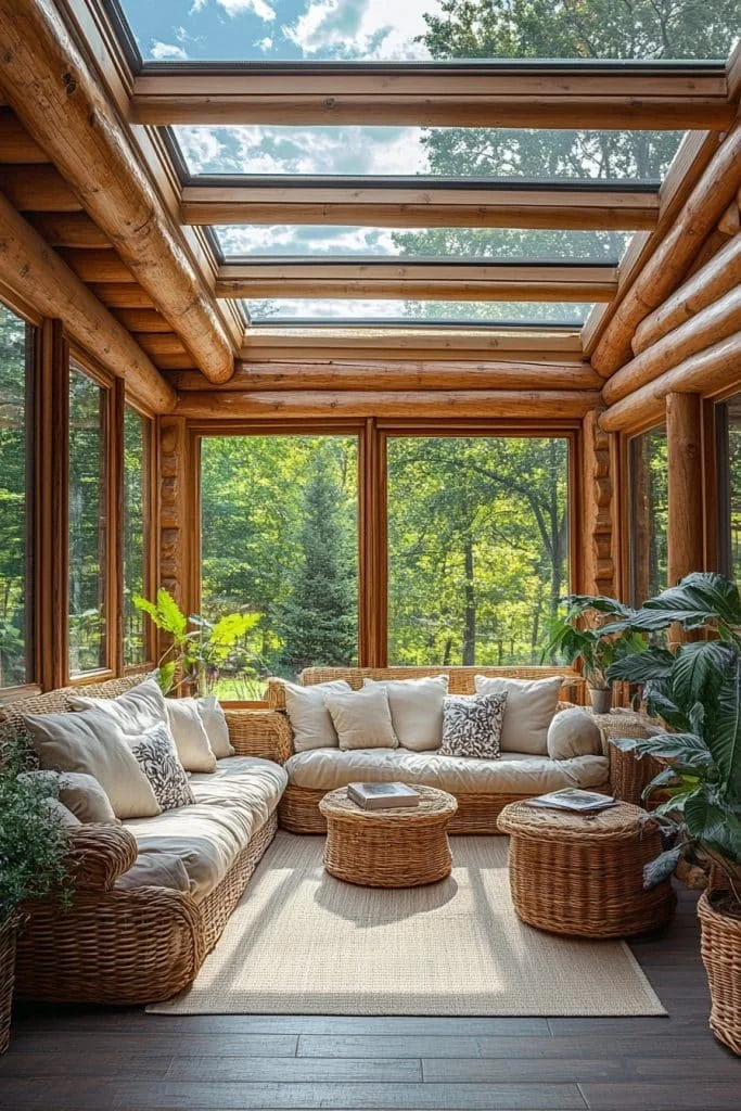 Peaceful Log Home Sunroom