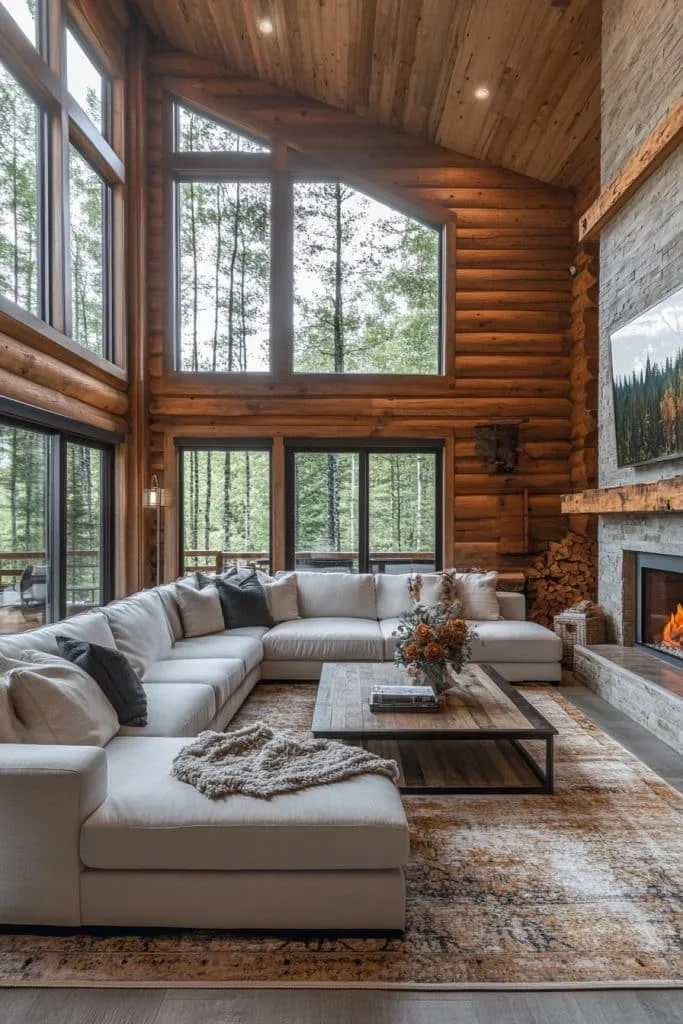 Warm and Inviting Log Home Hallway