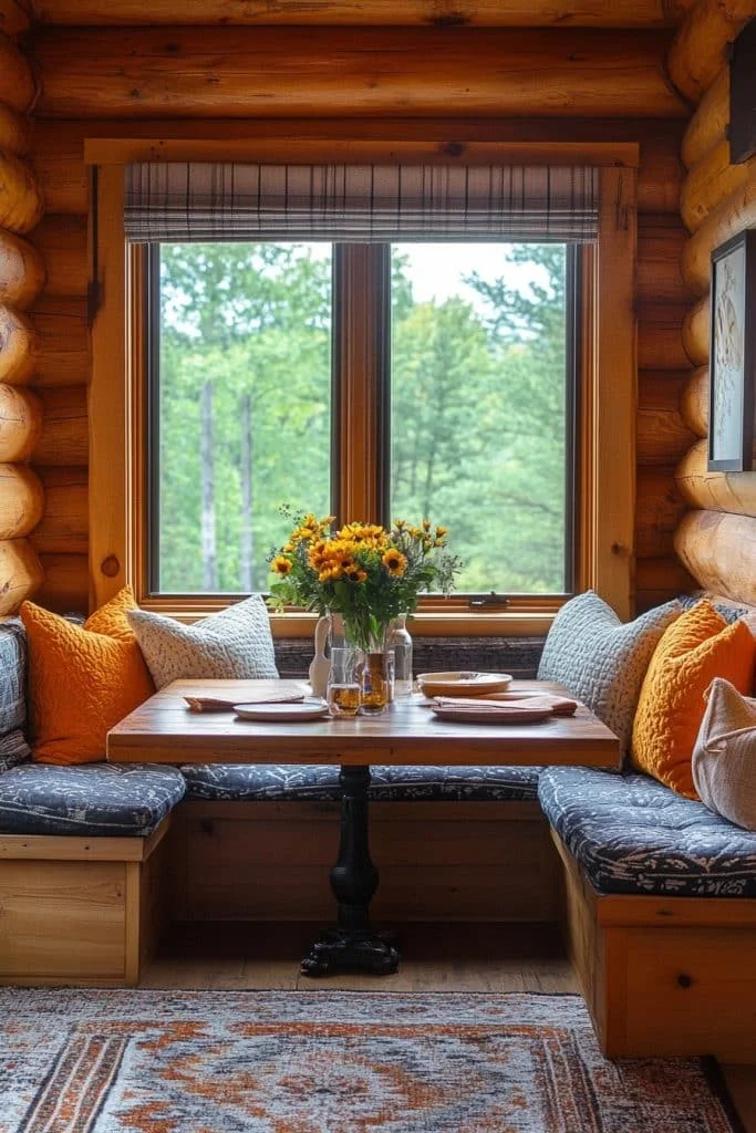 Homely Log Home Breakfast Nook