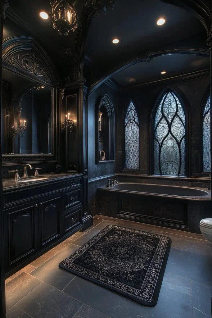 Dramatic Neo-Gothic Bathroom