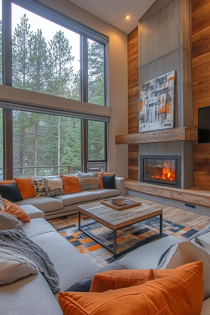 Contemporary Cabin Living Room