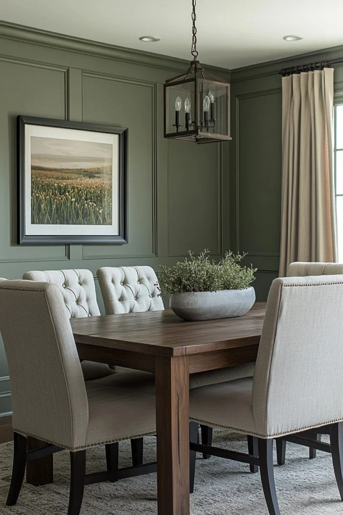 Transitional Sage Dining Room