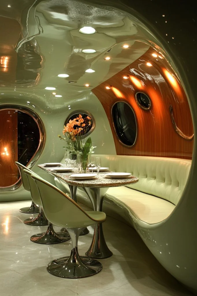 Futuristic Sage Dining Room