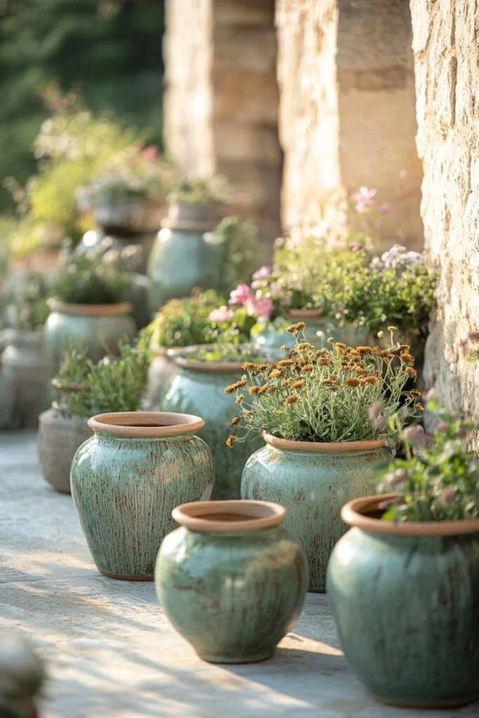 Aged Ceramic Pot Arrangements
