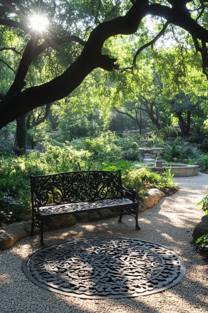 Intricate Wrought Iron Benches