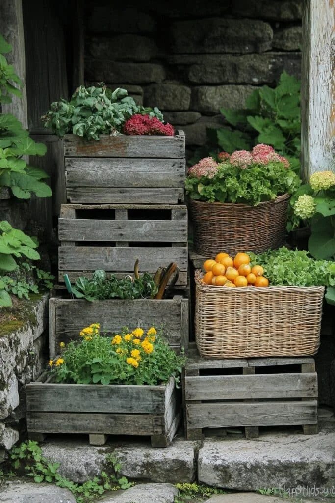 Vintage Crates and Baskets