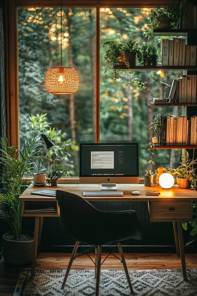 Functional and Peaceful Scandinavian Workspace