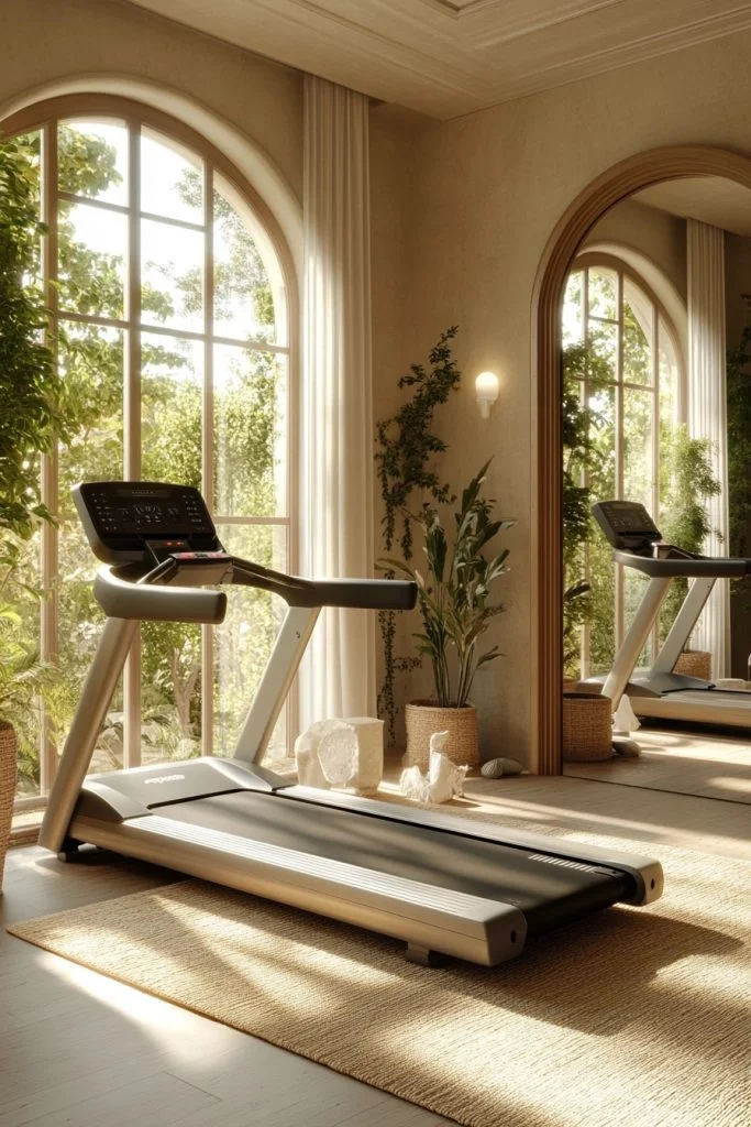 Zen-Inspired Scandinavian Fitness Area