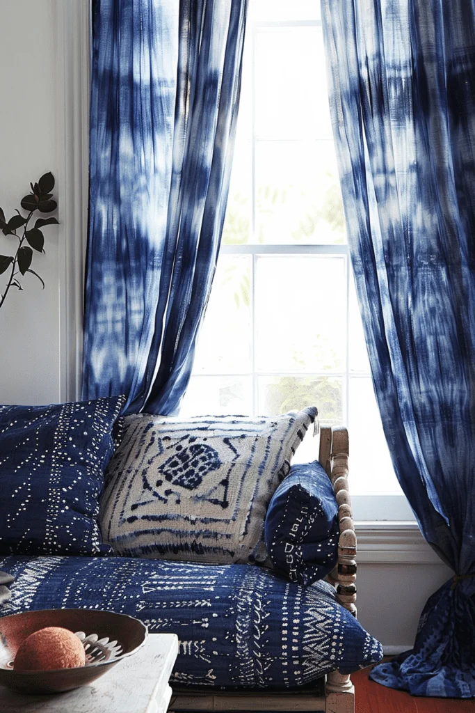 Shibori Indigo Boho Curtains