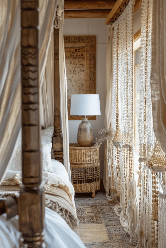 Boho Wicker Beaded Curtains