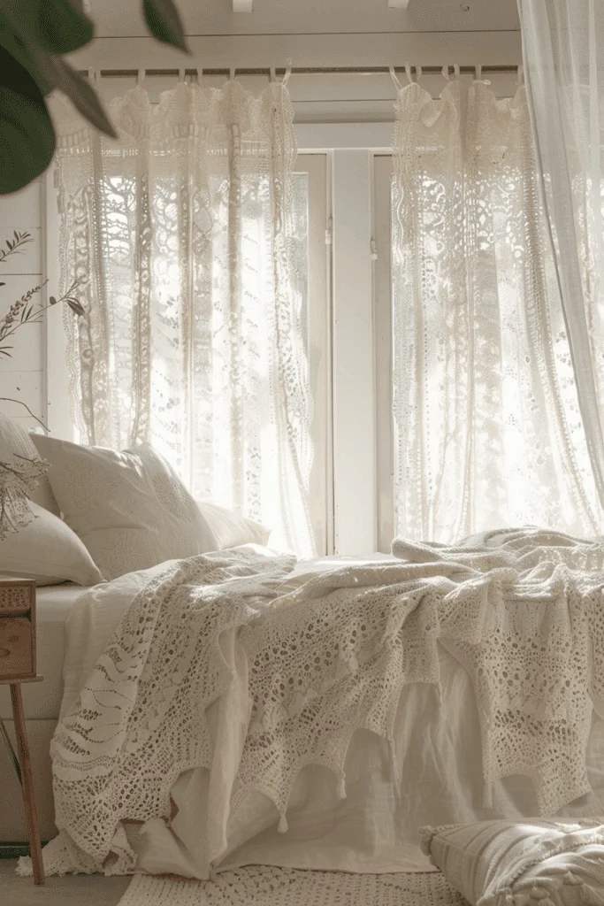 Bohemian Crochet Curtain Panels